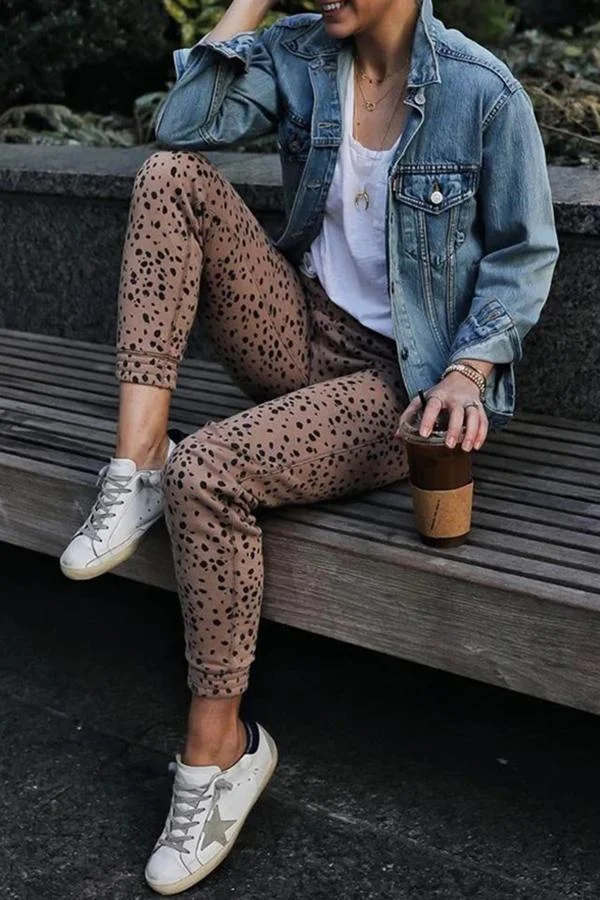 Womens Flower Print Ankle-Length Casual Pants-Allyzone-Allyzone