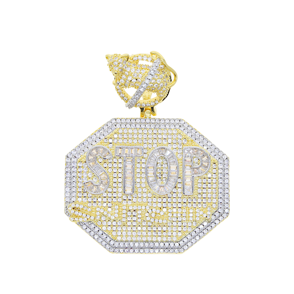 Hip Hop Letters STOP Snitching Bling Pendants 