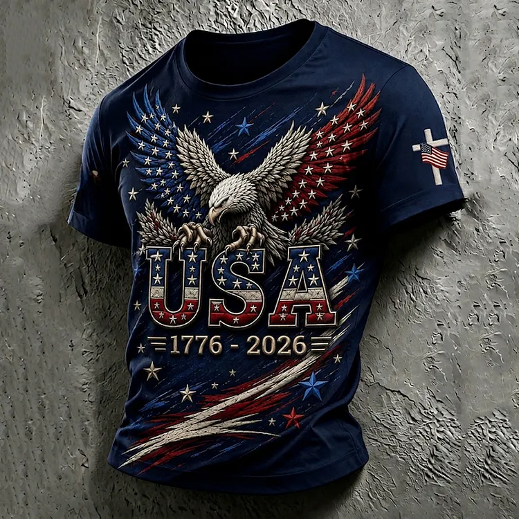 Men's Retro Eagle Pattern Casual T-shirt