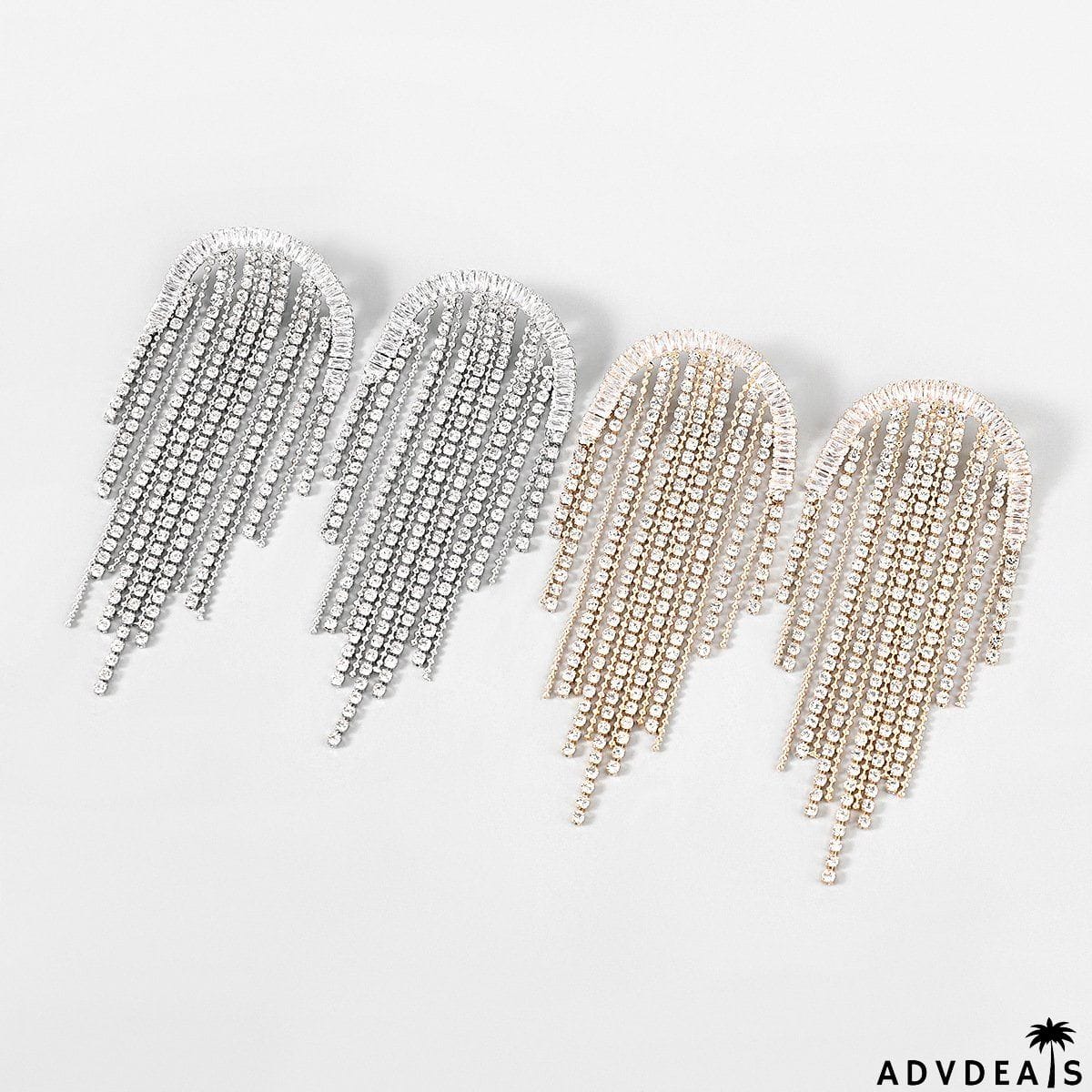 Shining rhinestone fringe earings