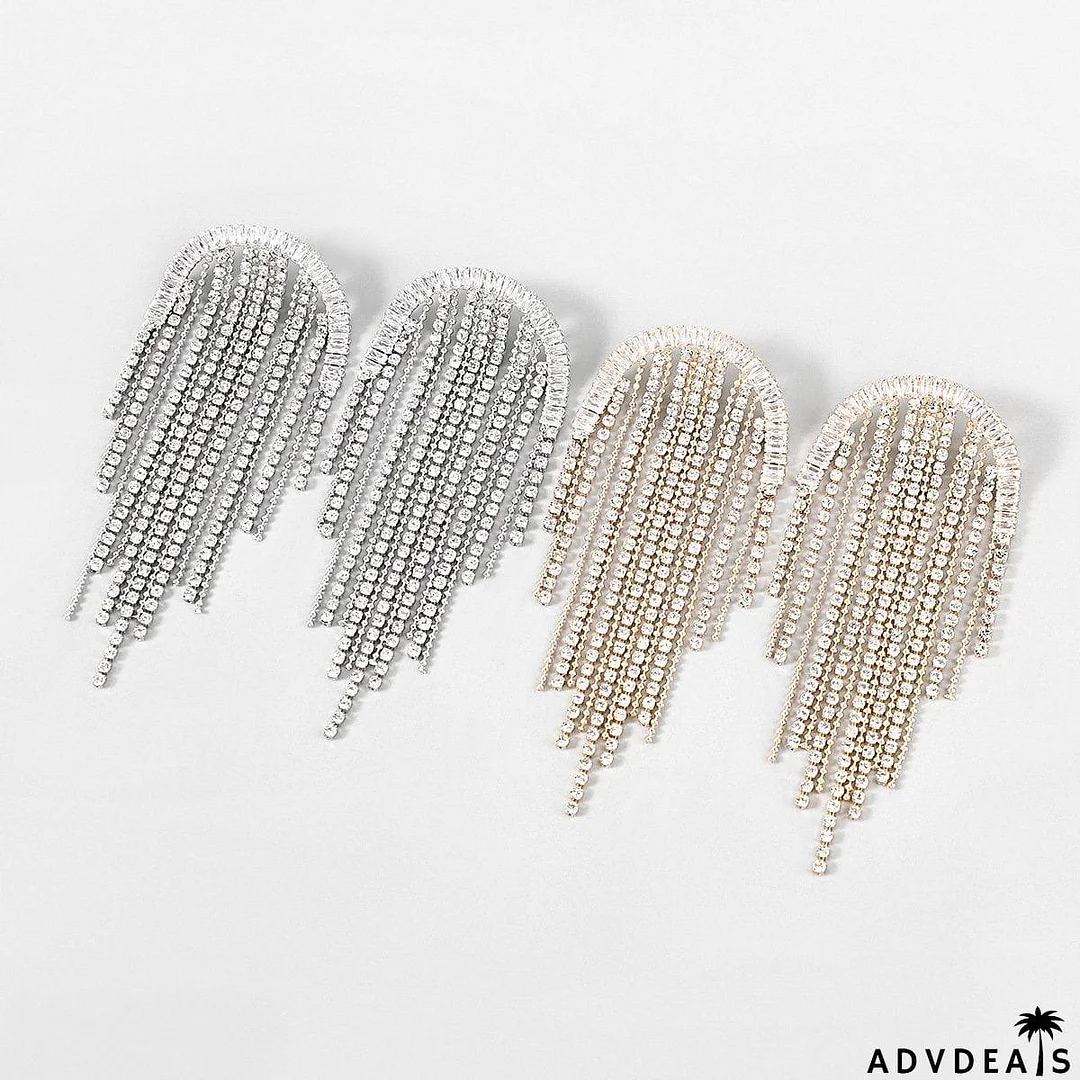 Shining rhinestone fringe earings