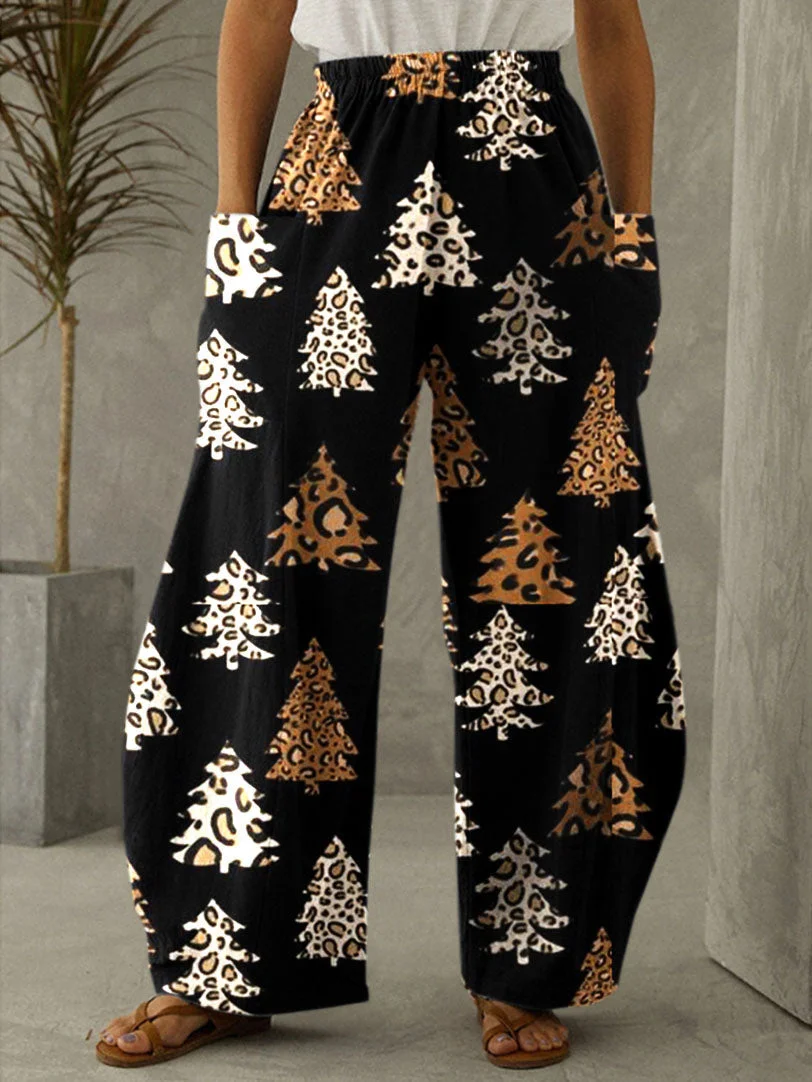 Leopard Christmas Tree Vintage Pants