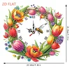 DIY Tulips Diamond Clock Art Pendant Home Wall Decoration Crafts