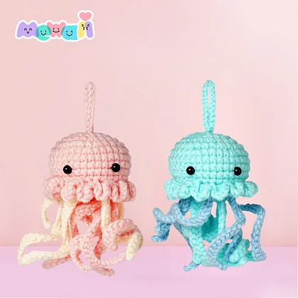 Cuteeeshop Kawaii Red and Blue Octopus Beginners Crochet Kit with