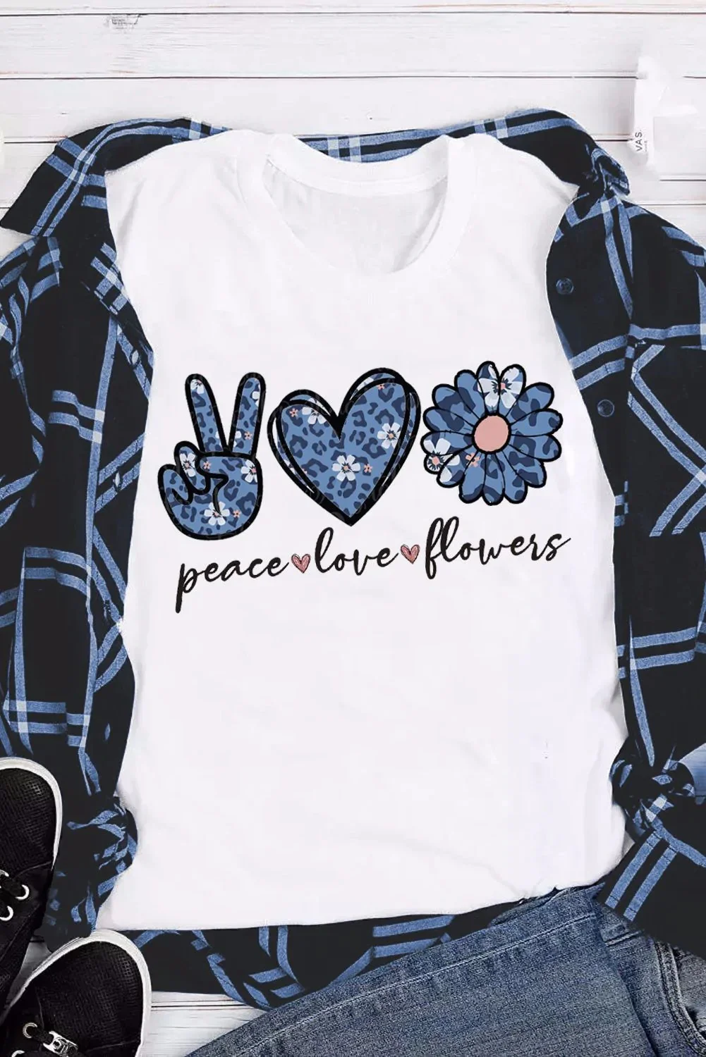 Peace Love Floral Short Sleeve T-Shirt