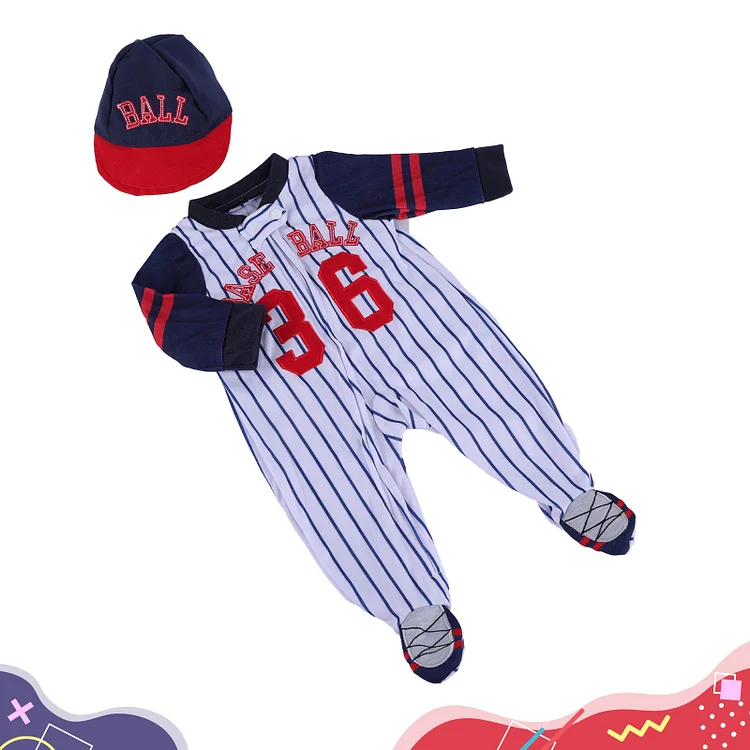 17"-20" Baseball Stripes for Reborn Boy Baby Accessories 2-Pieces Set Rebornartdoll® RSAW-Rebornartdoll®