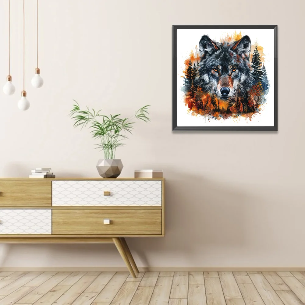 Partial AB Diamond Painting - Full Round Drill - Forest Wolf(Canvas|45*45cm)