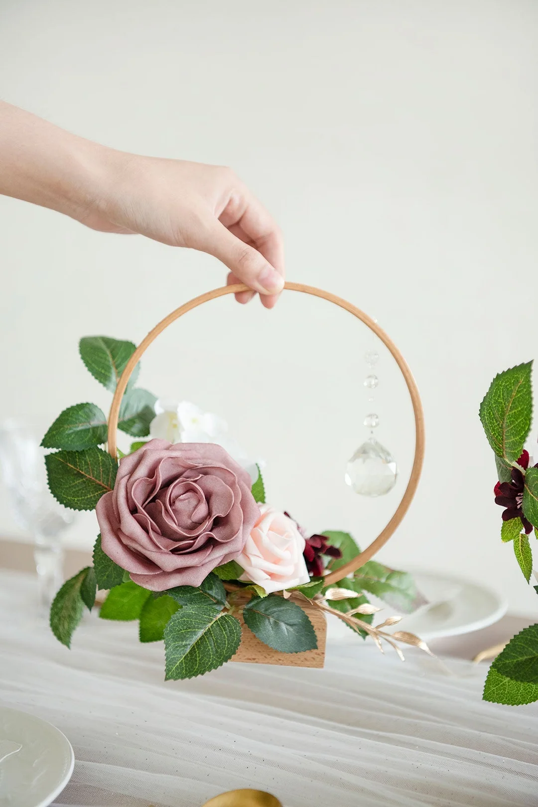 Wreath Hoop Centerpiece Set in Dusty Rose & Mauve