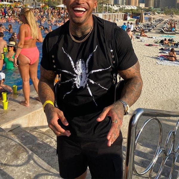 Spider print basic black t-shirt