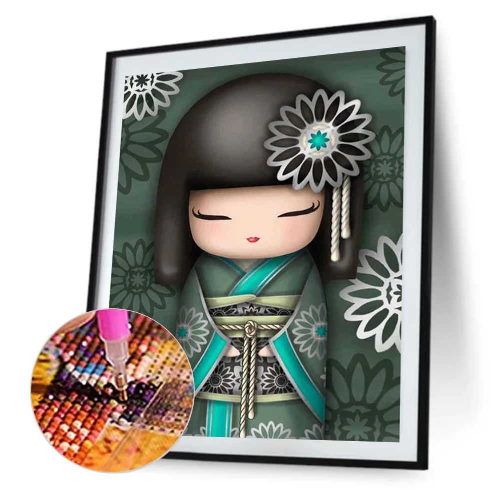 Diamond Painting - Full Round Drill - Kokeshi Doll(30*40cm)