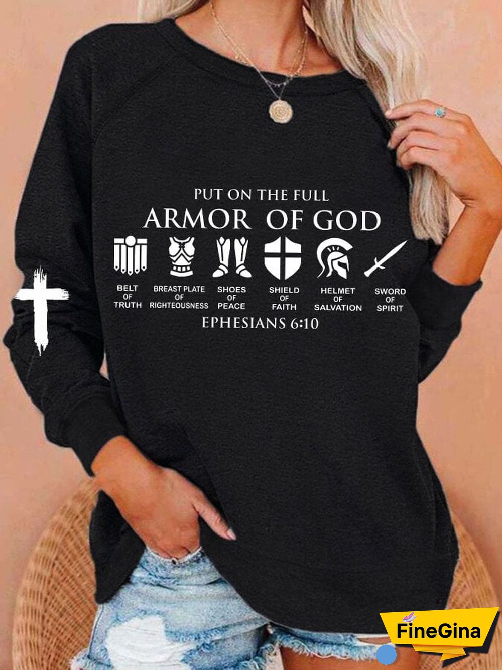 Women's Put on The Full Armor of God Print Sweatshirt