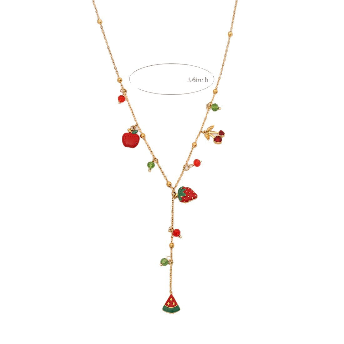 Cute Cherry Necklace Fashion Crystal Love Y-Shaped Necklace Star Moon Clavicle Chain N1563