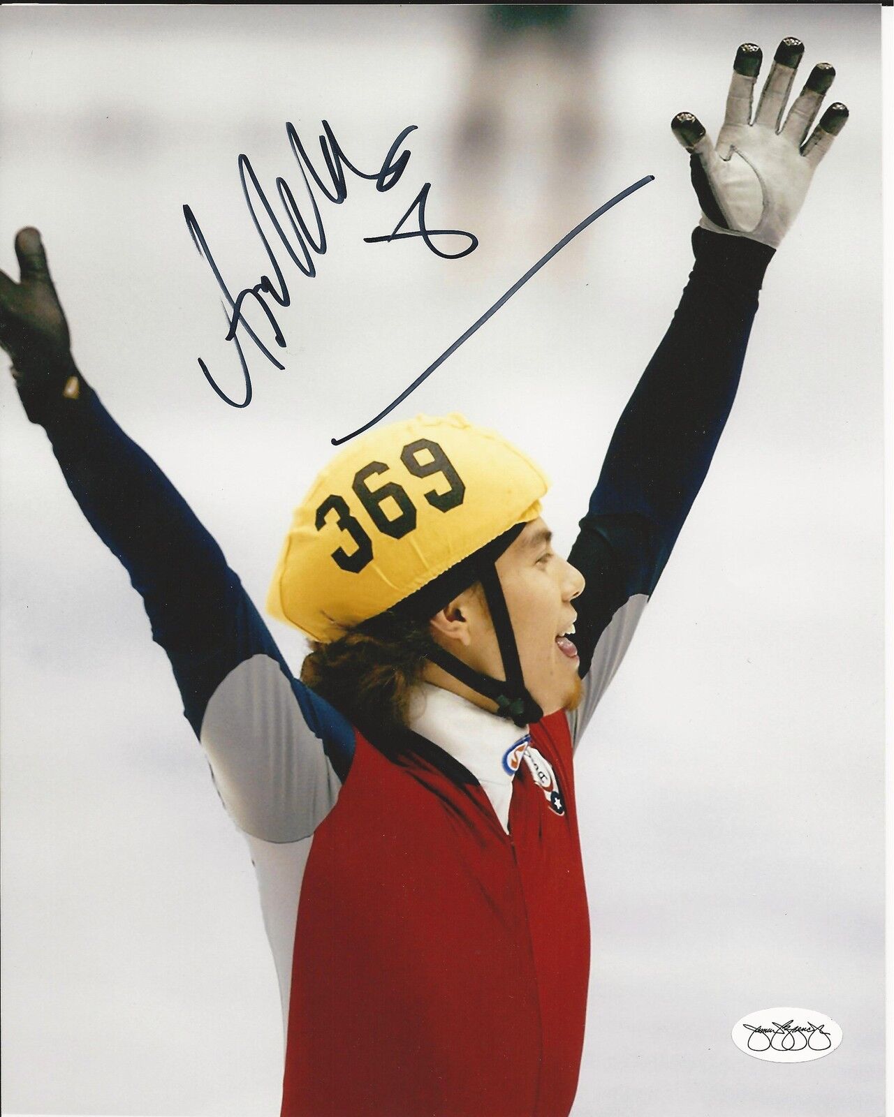 Apolo Anton Ohno hand SIGNED Olympic Games Photo Poster painting JSA SOA #3