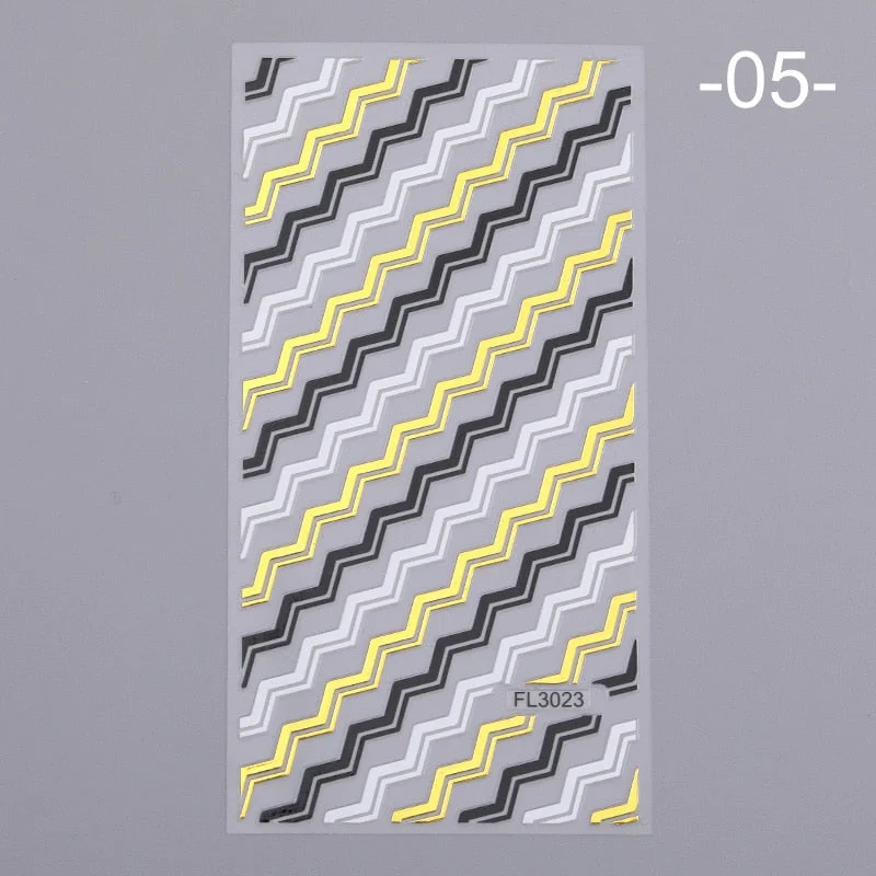 1PC Gold Sliver Striping Tape 3D Nail Stickers Geometry Lines Slider For Nails Gel Polish Decals For Manicures DIY Decoration-Nail Inspo