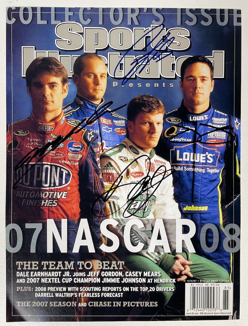 Jeff Gordon, Dale Earnhardt Jr., Casey Mears & Jimmie Johnson Signed Autographed NASCAR Glossy 8x10 Photo Poster painting - COA Matching Holograms