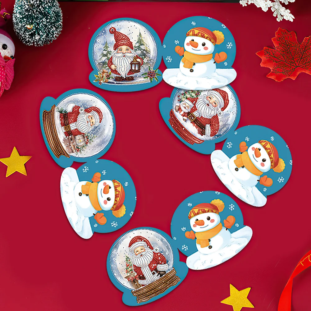 12pcs Santa Crystal Ball Special Shape Diamond Drawing Card Diamond Card【With White Envelope】