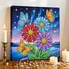 DIY Pearl Painting Butterfly Sunflower with Frame for Home Wall Decor(25x25cm)