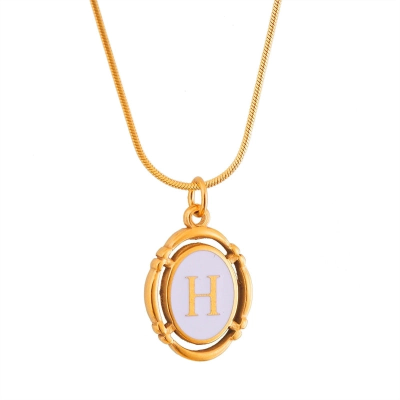 Stainless Steel Classic Style Stoving Varnish Plating Letter Pendant Necklace