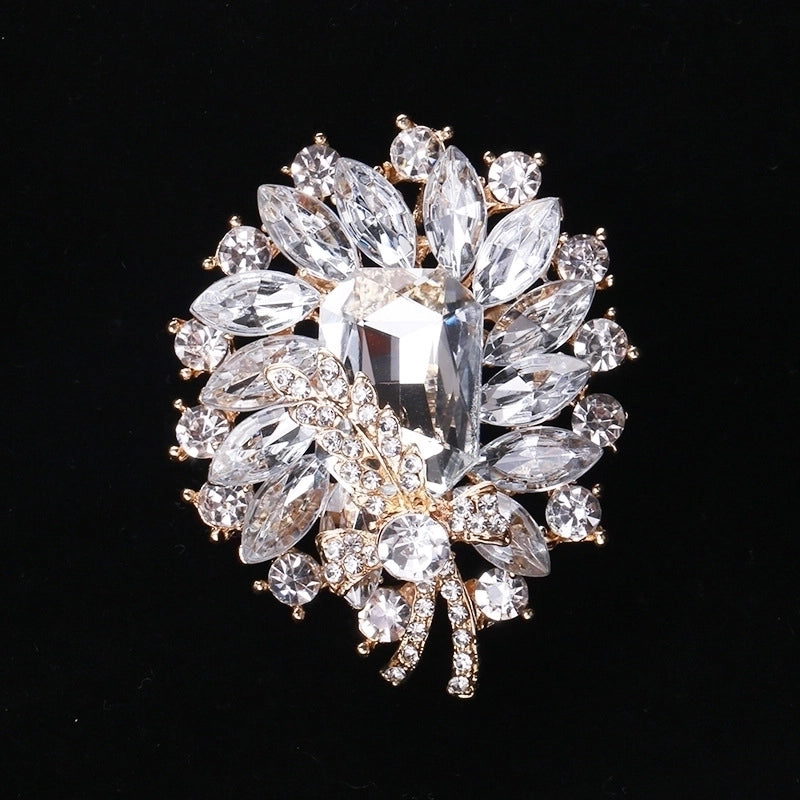 Pin Flower Alloy Inlay Glass Women’s Brooches