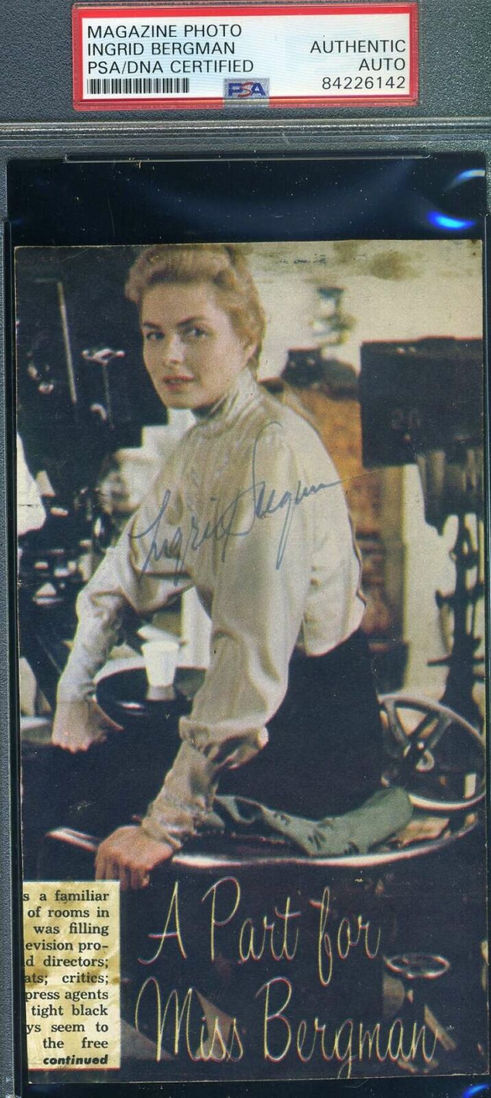 Ingrid Bergman PSA DNA Coa Signed Vintage 1940`s Photo Poster painting Autograph