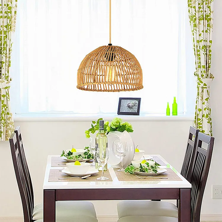 Rattan Wicker Hanging Ceiling Light for Dining Room