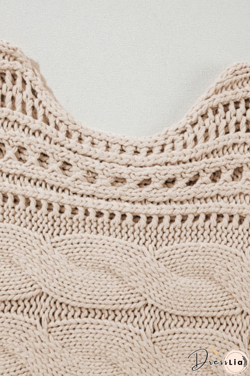 Openwork Cable Knit Long Sleeve Sweater