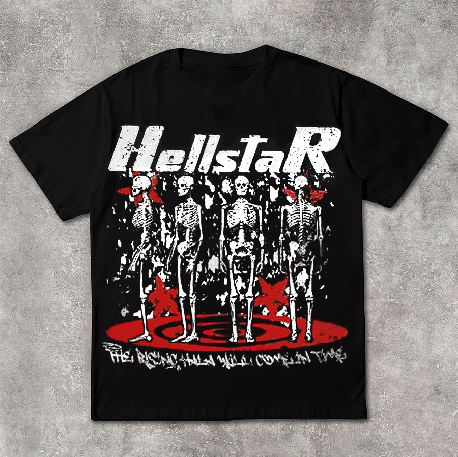 Hellstar Abstract Skull Graphics Short Sleeve 100% Cotton Tee / TECHWEAR CLUB / Techwear