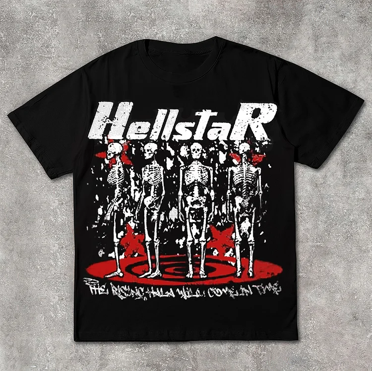 Hellstar Abstract Skull Graphics Short Sleeve 100% Cotton Tee