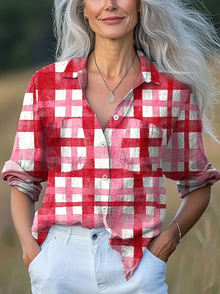 Women's  Valentine's Day Art Print Casual Long Sleeve Comfortable Cotton Shirt