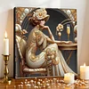 (Framed)Diamond Painting -DIY Round Drill Retro Girl with Frame(25x25cm)