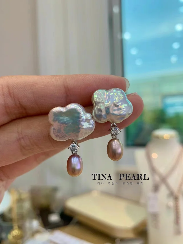 TINA Jewelry Freshwater pearl clouds Baroque raindrop earrings