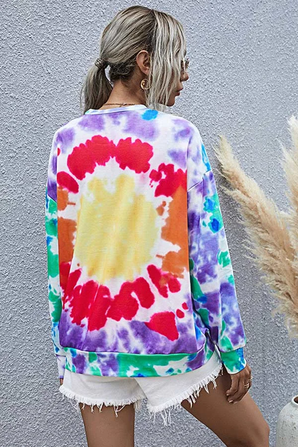 Casual Long Sleeve Tie-dye Sweatshirt