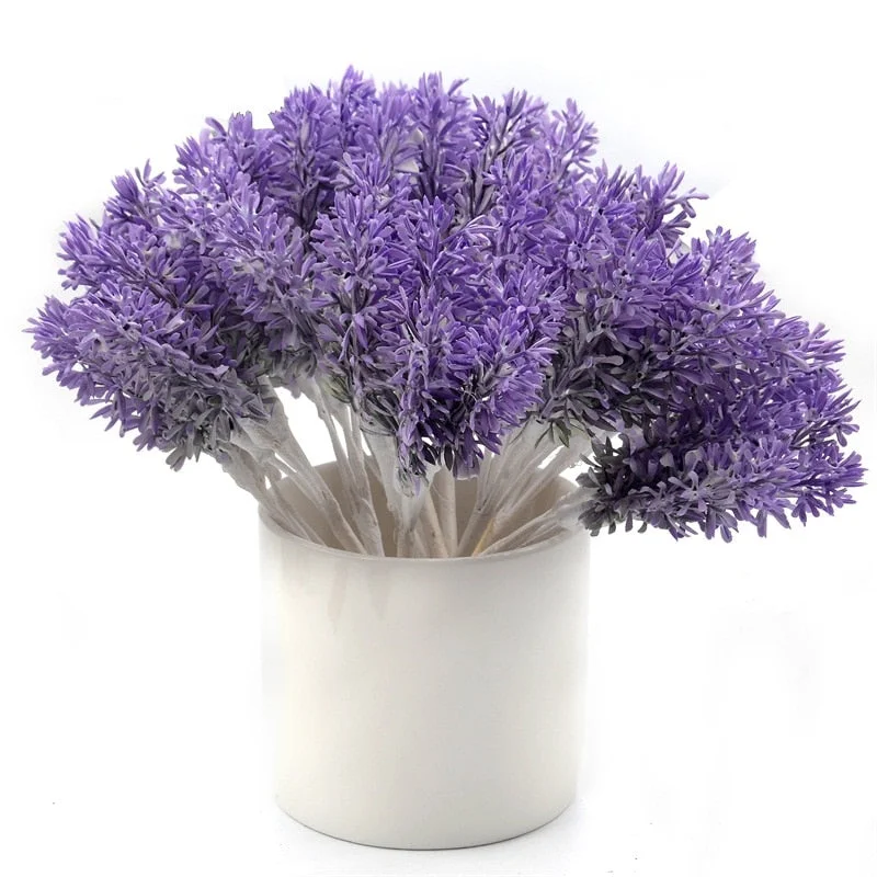 6pcs Mini Plastic Artificial Lavender Fake Flower Bouquet For Home Wedding Decoration Handmade DIY Wreath Scrapbooking Craft