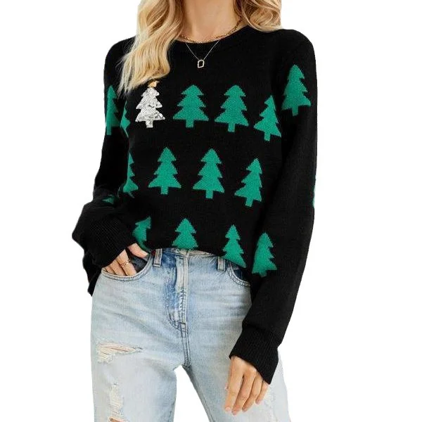 Athvotar Athvotar Christmas Tree Jackup Christmas Sweater Women's Casual Jack T-Shirt