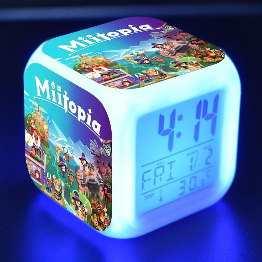 Miitopia Digital Alarm Clock 7 Color Changing Night Light Touch Control for Kids