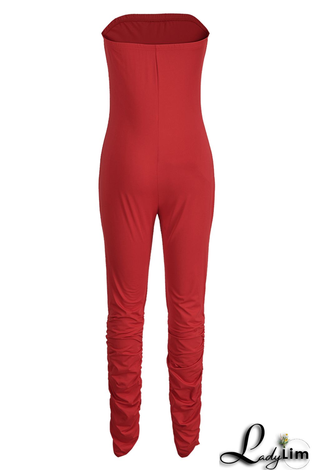 White Sexy Casual Solid Backless Strapless Skinny Jumpsuits