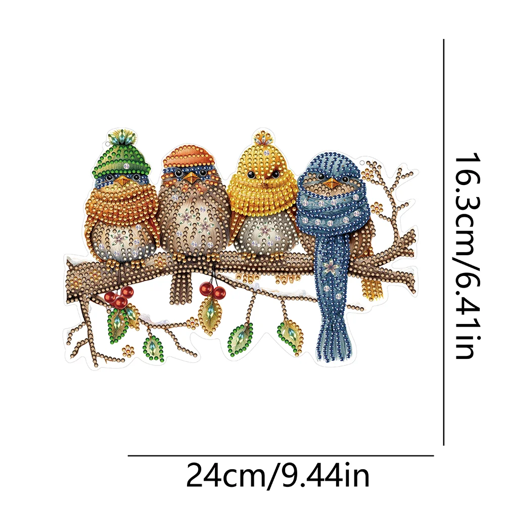 DIY Birds on Branch Acrylic Single-Sided Diamond Painting Hanging Pendant