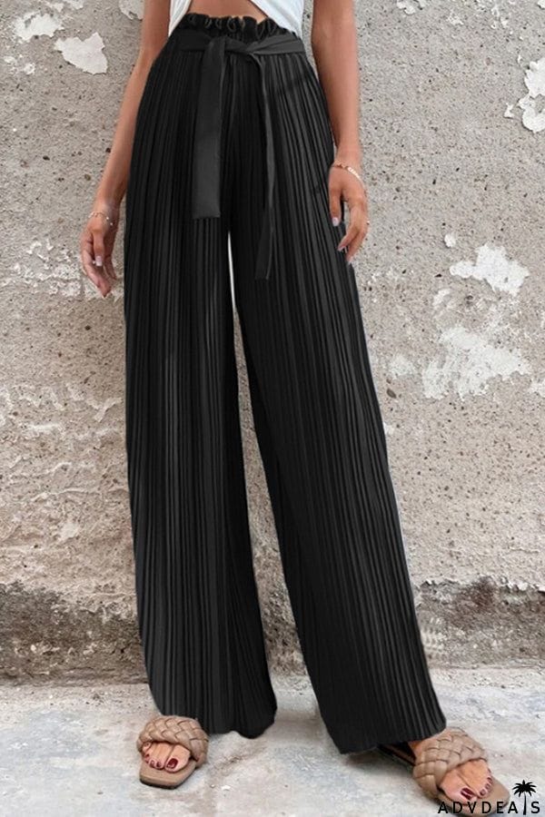 Pleated drape wide-leg pants