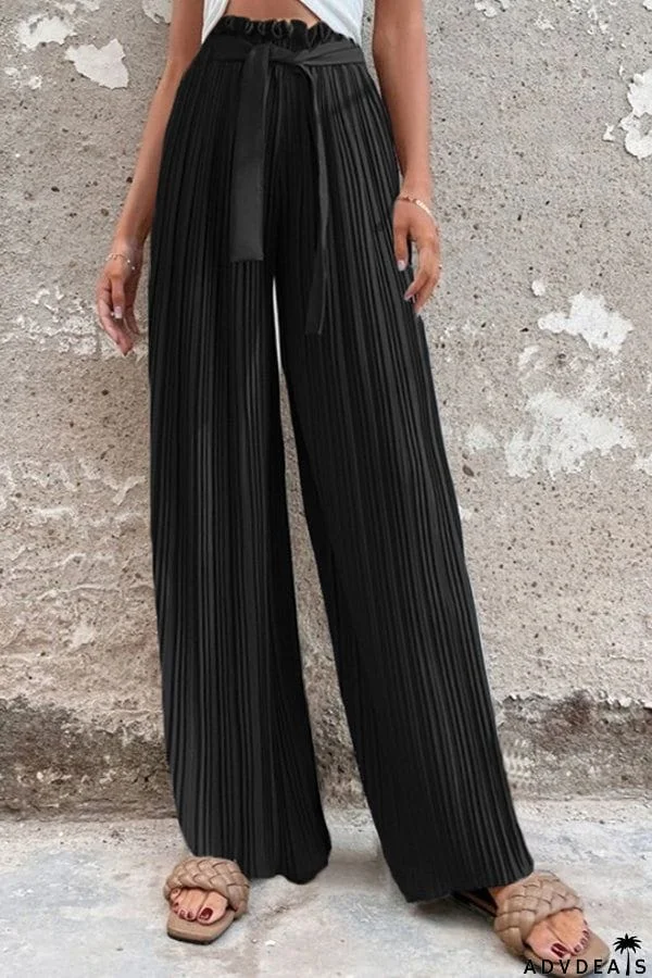 Pleated drape wide-leg pants