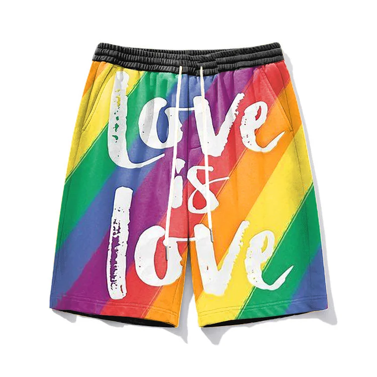 Men's Oversized Rainbow Love Is Love Shorts