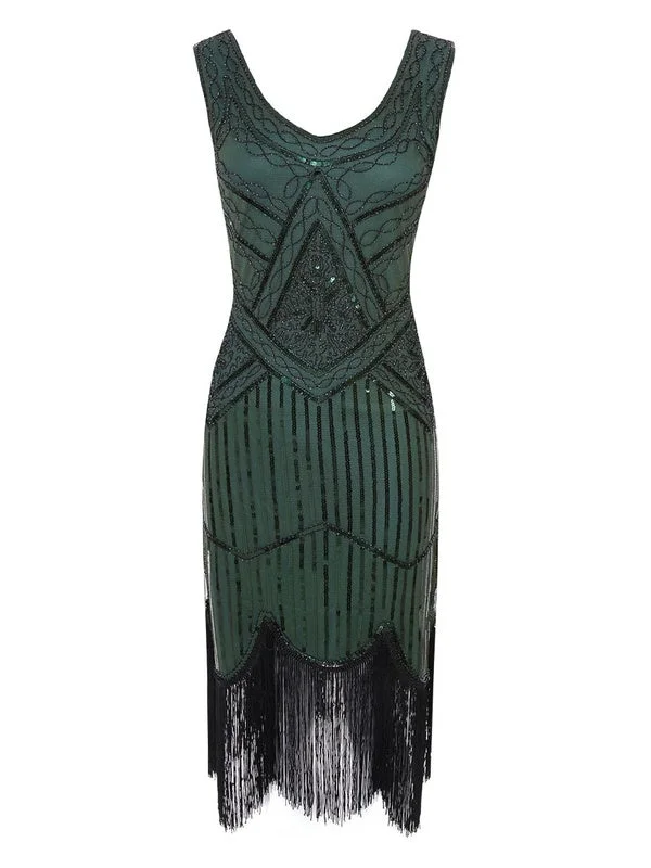 1920s Flapper Dresses Sequined Great Gatsby Retro Costume With Fringe Novameme