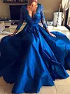 Split-Side Lace V-Neck Long Sleeves Evening Dress