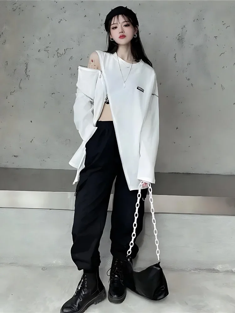 Brownm Cross Zip-Up Top