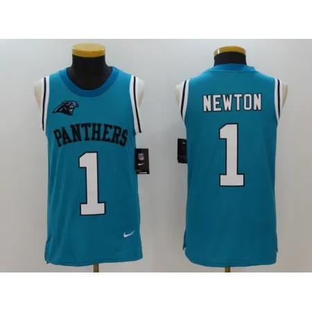 Men's  Carolina Panthers #1 Cam Newton Blue Alternate Stitched NFL Limited Rush Tank Top Jersey