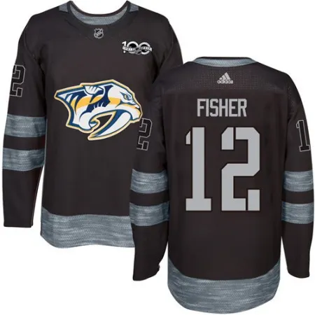 Predators #12 Mike Fisher Black 1917-2017 100th Anniversary Stitched NHL Jersey