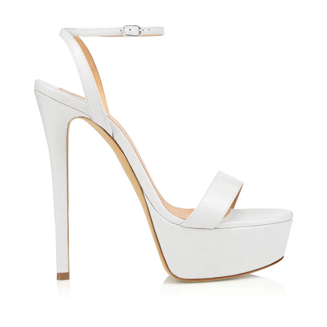 145mm Open Toe Platform Sandals Ankle Strap High Heel Matte  Summer Shoes-MERUMOTE