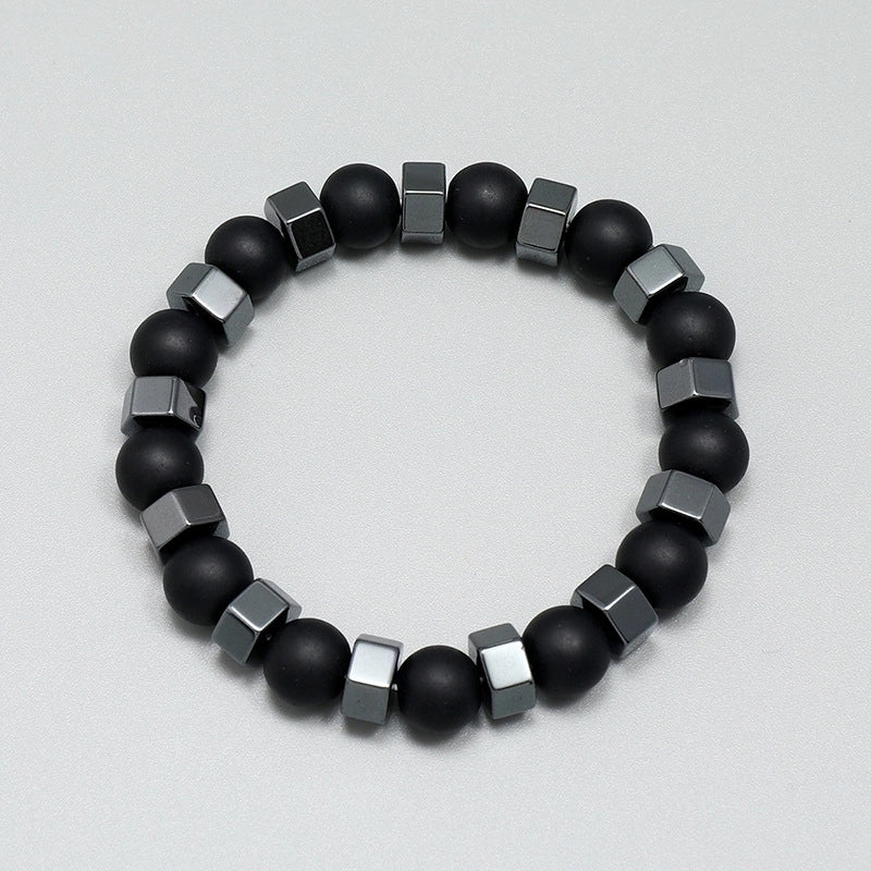 Minimalist Geometric Glass Black Gallstone No Inlaid Beaded Chain Bracelets In Bulk