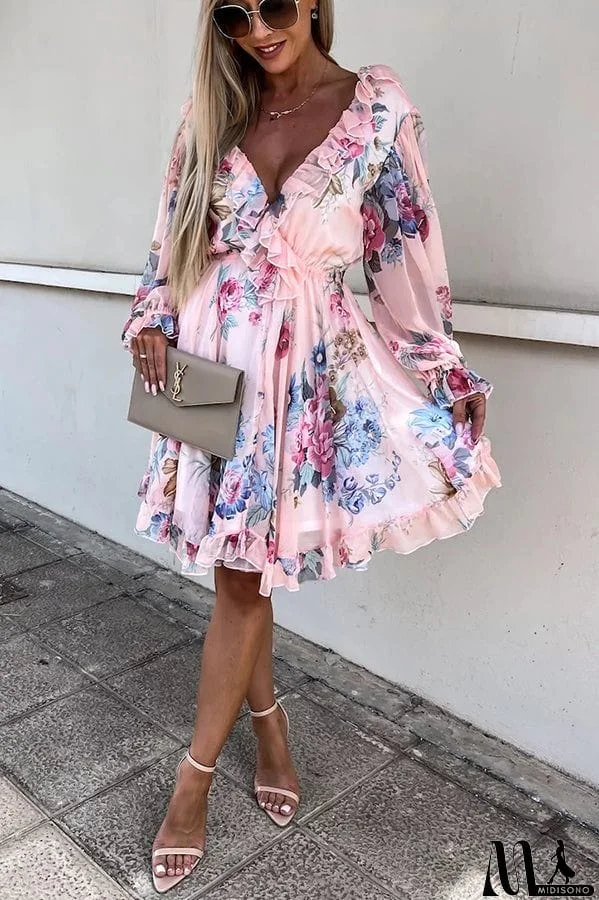MidiSono - Create Your Dream Life Floral Ruffle Dress