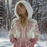 Bohemian Style Plant Flower Pattern Women's Winter Warm Knitted Sweater Coat - Image 2