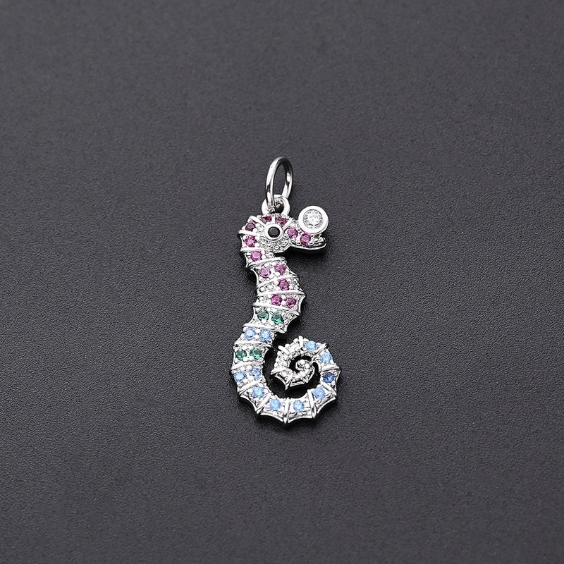 One Pack 9.5*21.5mm Hole 3~3.9mm Copper Zircon Rose Gold Plated White Gold Plated Gold Plated Hippocampus Simple Polished Pendant